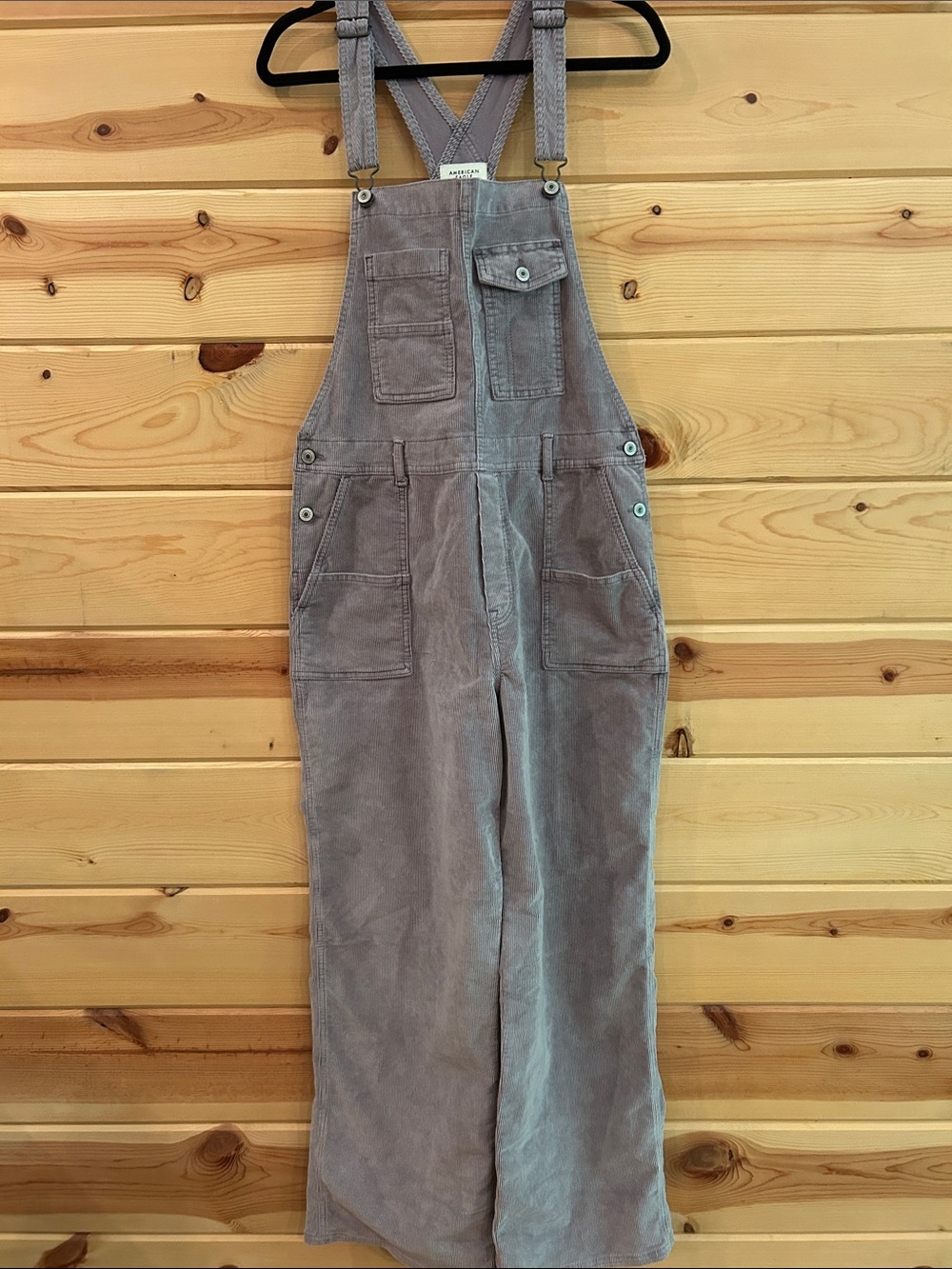 Women’s American Eagle Outfitters Grey Corduroy Overalls, Size L
